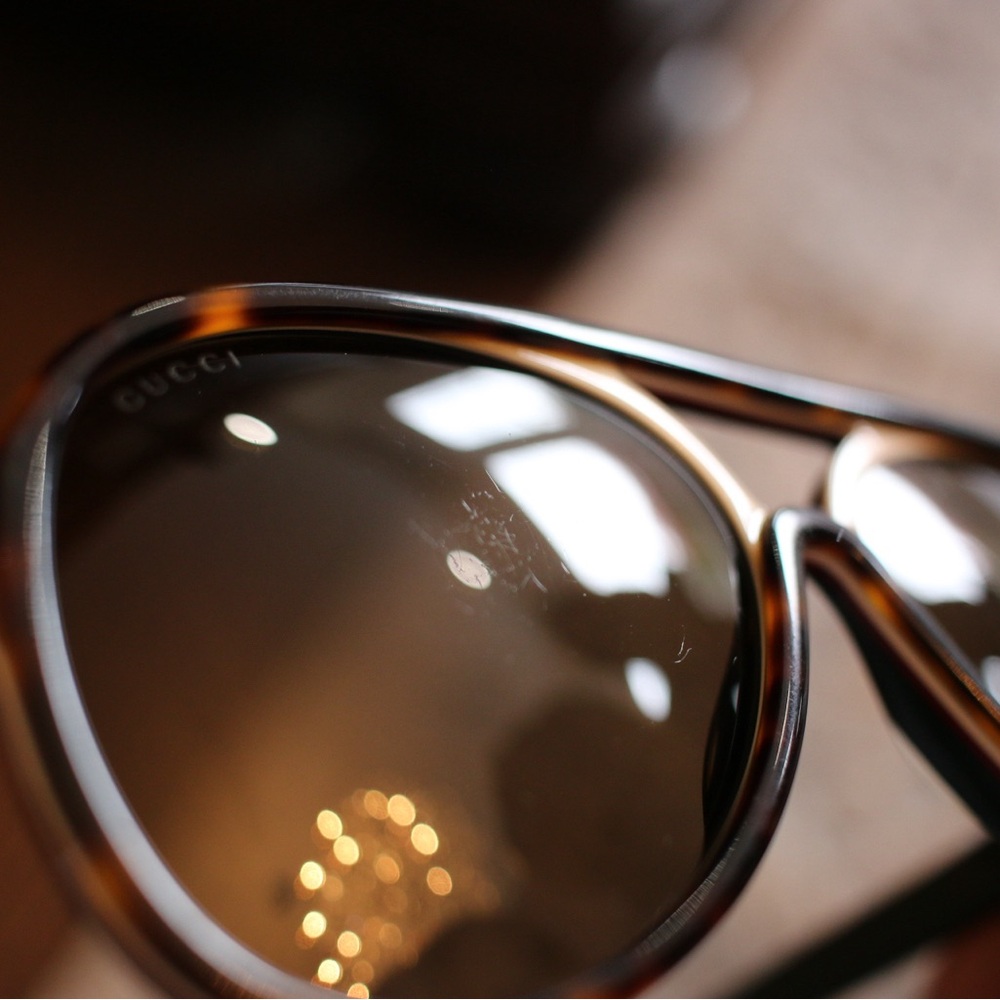 GUCCI GG0270S 0270 Havana Ivory Brown Stripe Retro Aviator Unisex Sunglasses 003 - Picture 8 of 16